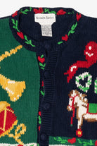 Vintage Navy Blue Alexandra Bartlett Ugly Christmas Cardigan (1990s)