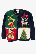 Vintage Navy Blue Alexandra Bartlett Ugly Christmas Cardigan (1990s)