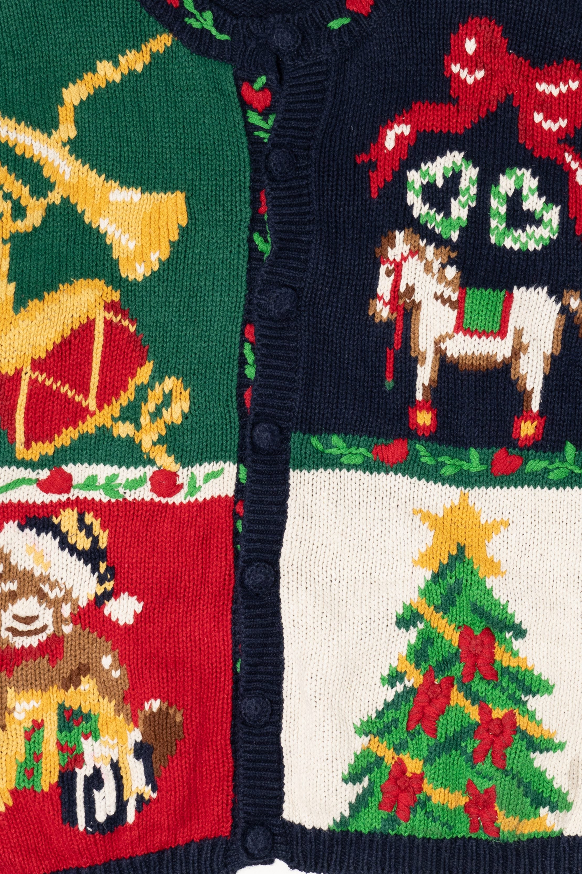 Vintage Navy Blue Alexandra Bartlett Ugly Christmas Cardigan (1990s)