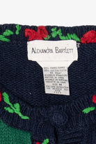 Vintage Navy Blue Alexandra Bartlett Ugly Christmas Cardigan (1990s)