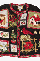 Vintage Black Heirloom Collectible Cardinals Ugly Christmas Cardigan (1990s)