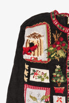 Vintage Black Heirloom Collectible Cardinals Ugly Christmas Cardigan (1990s)