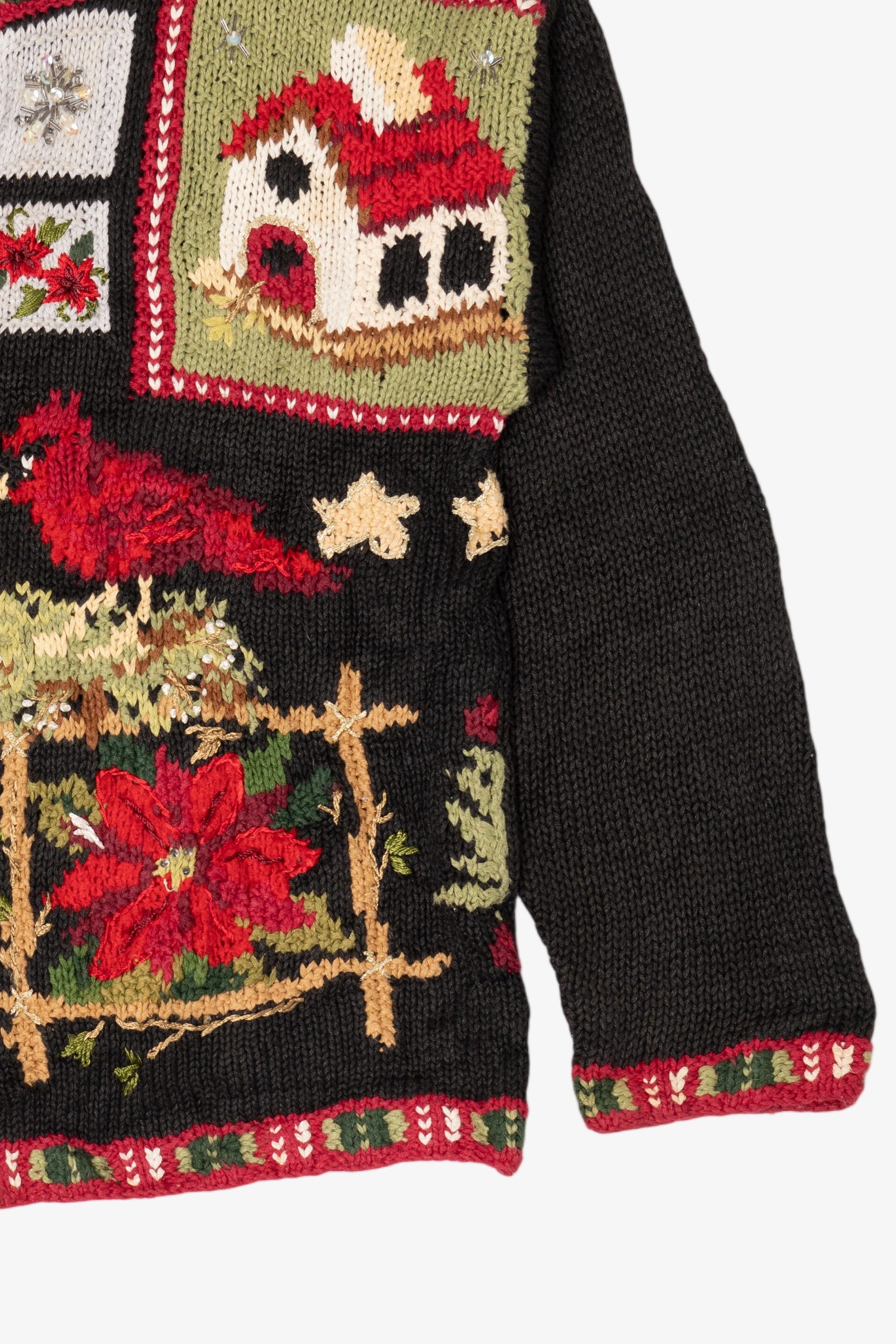 Vintage Black Heirloom Collectible Cardinals Ugly Christmas Cardigan (1990s)