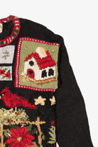 Vintage Black Heirloom Collectible Cardinals Ugly Christmas Cardigan (1990s)