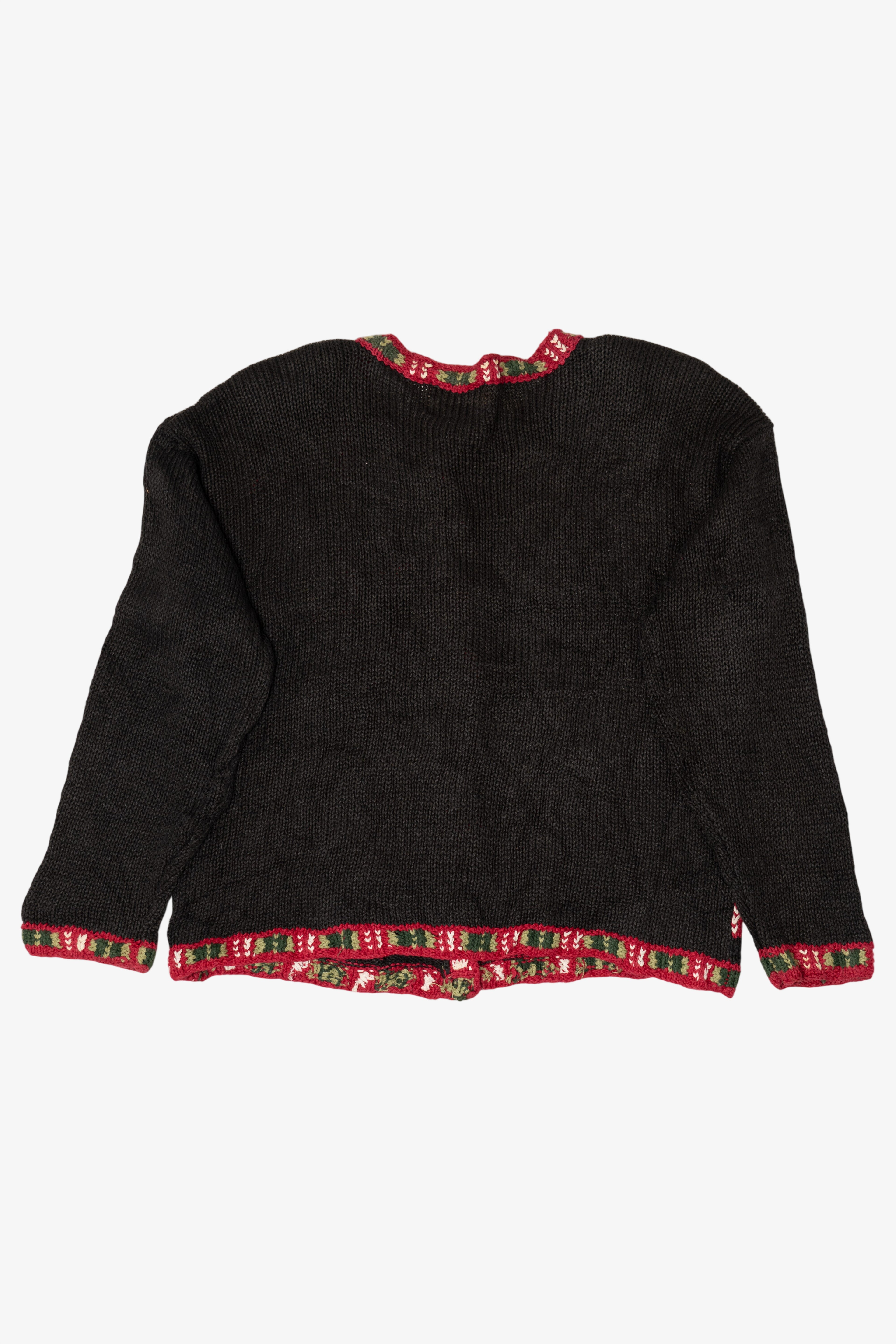 Vintage Black Heirloom Collectible Cardinals Ugly Christmas Cardigan (1990s)
