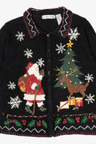 Vintage Black Victoria Jones Santa Ugly Christmas Cardigan (2000s)