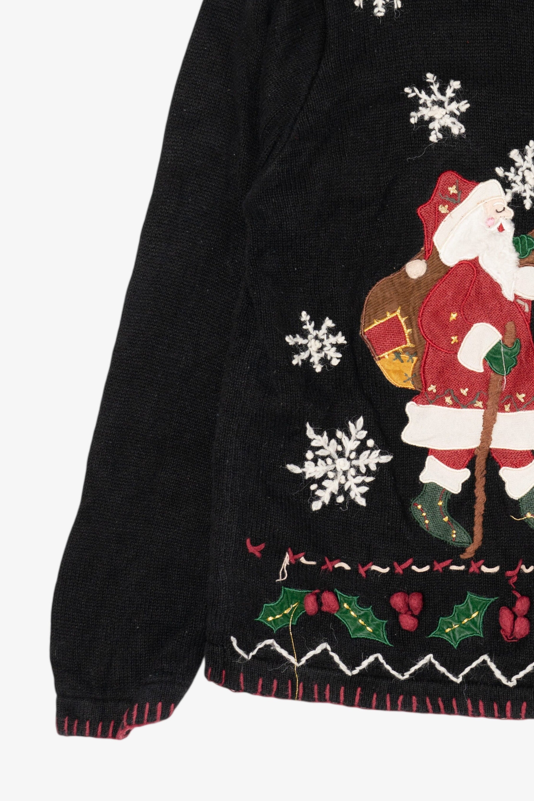 Vintage Black Victoria Jones Santa Ugly Christmas Cardigan (2000s)