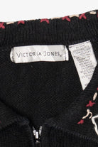 Vintage Black Victoria Jones Santa Ugly Christmas Cardigan (2000s)
