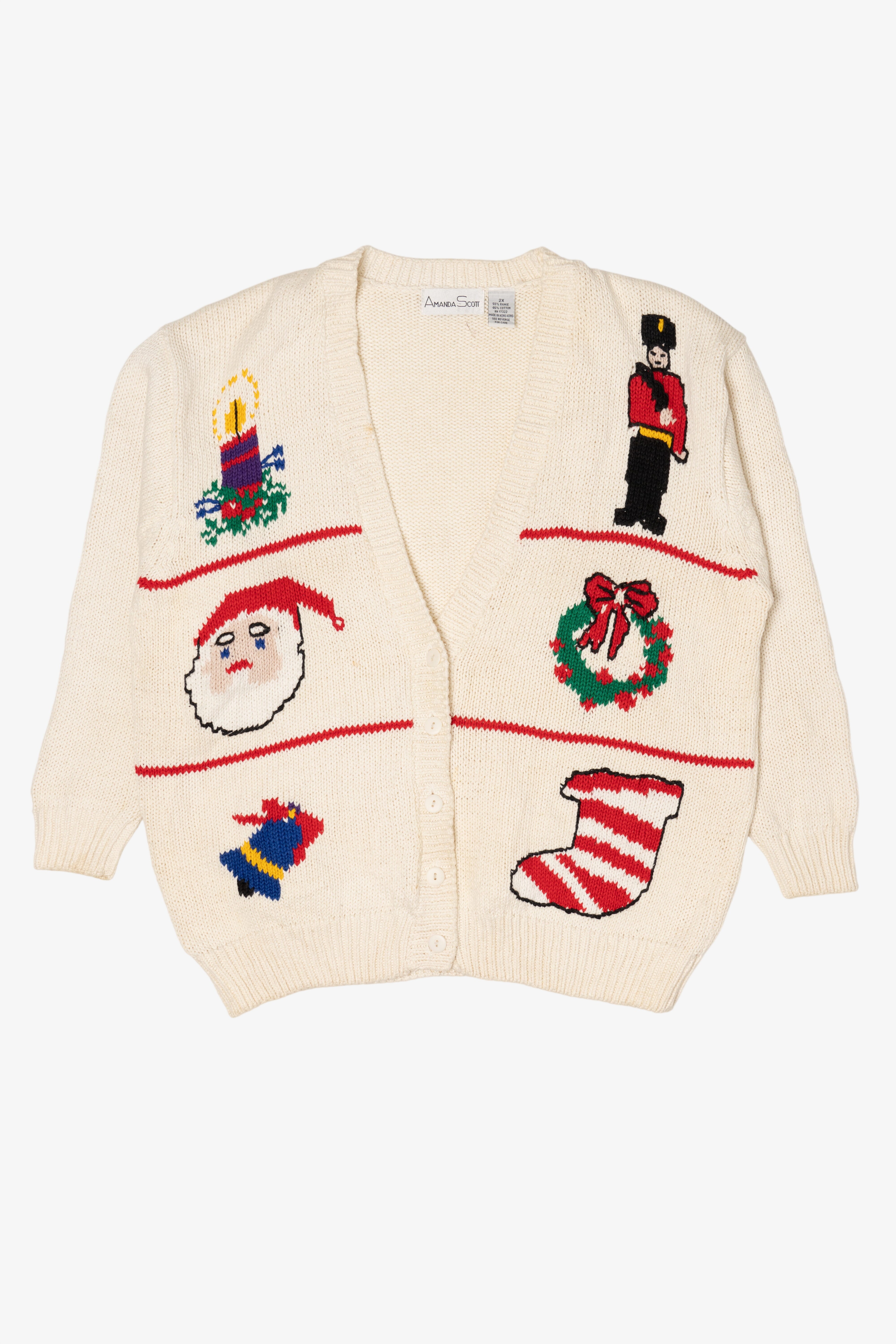 Vintage White Amanda Scott Ugly Christmas Cardigan (1990s)
