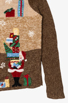 Vintage Brown Tiara International Santa Ugly Christmas Cardigan (2000s)