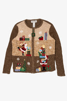 Vintage Brown Tiara International Santa Ugly Christmas Cardigan (2000s)