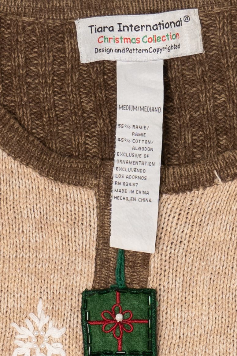 Vintage Brown Tiara International Santa Ugly Christmas Cardigan (2000s)