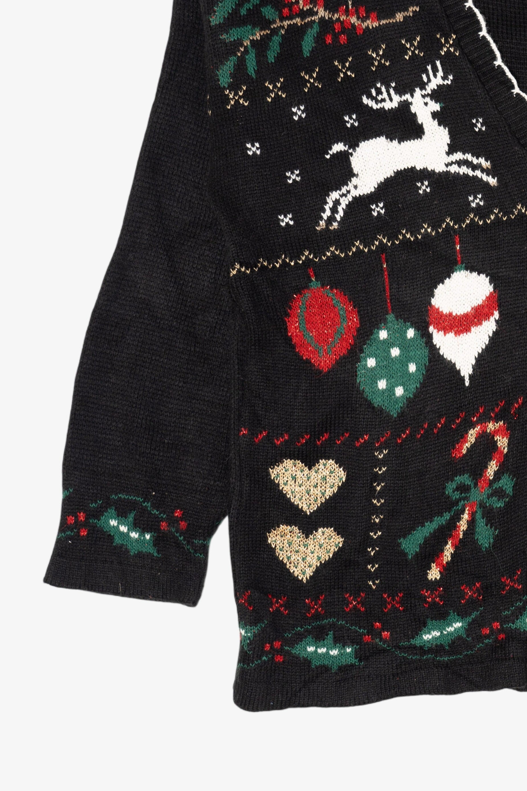 Vintage Black Bedford Fair Ugly Christmas Cardigan (1990s)