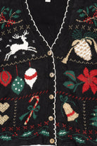 Vintage Black Bedford Fair Ugly Christmas Cardigan (1990s)