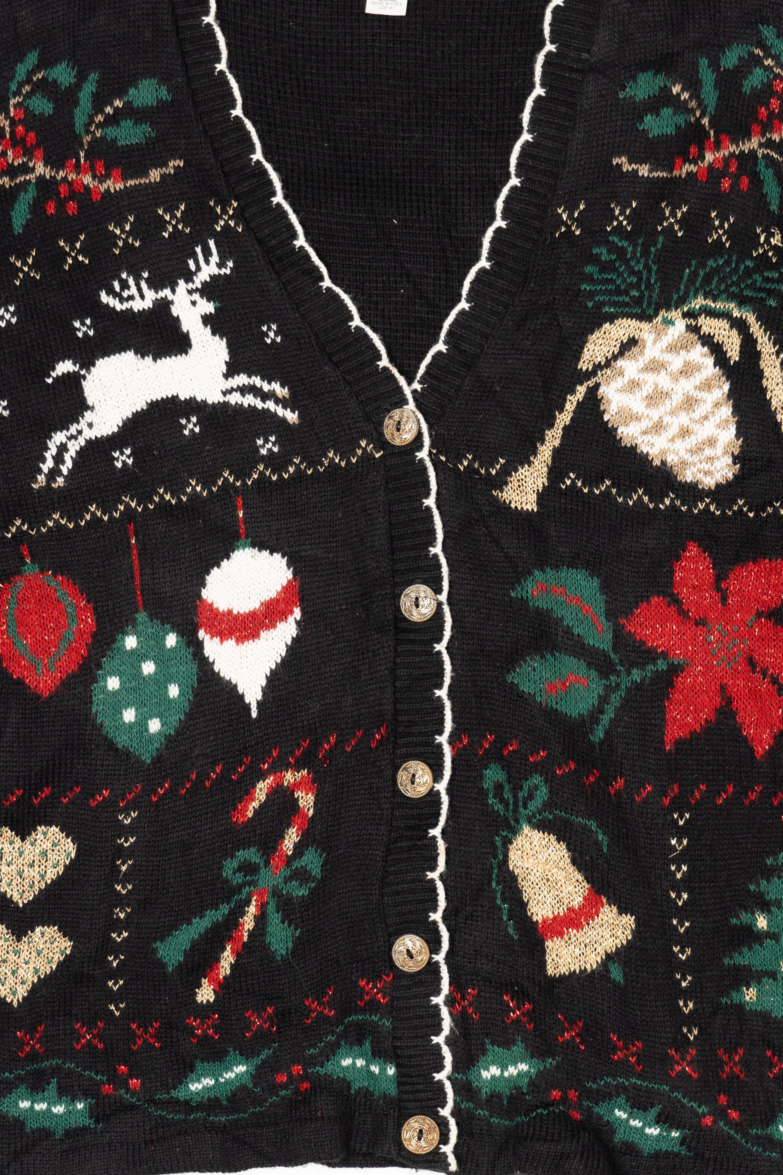 Vintage Black Bedford Fair Ugly Christmas Cardigan (1990s)