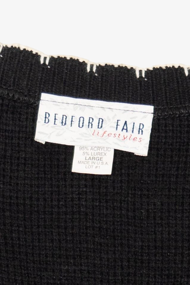 Vintage Black Bedford Fair Ugly Christmas Cardigan (1990s)