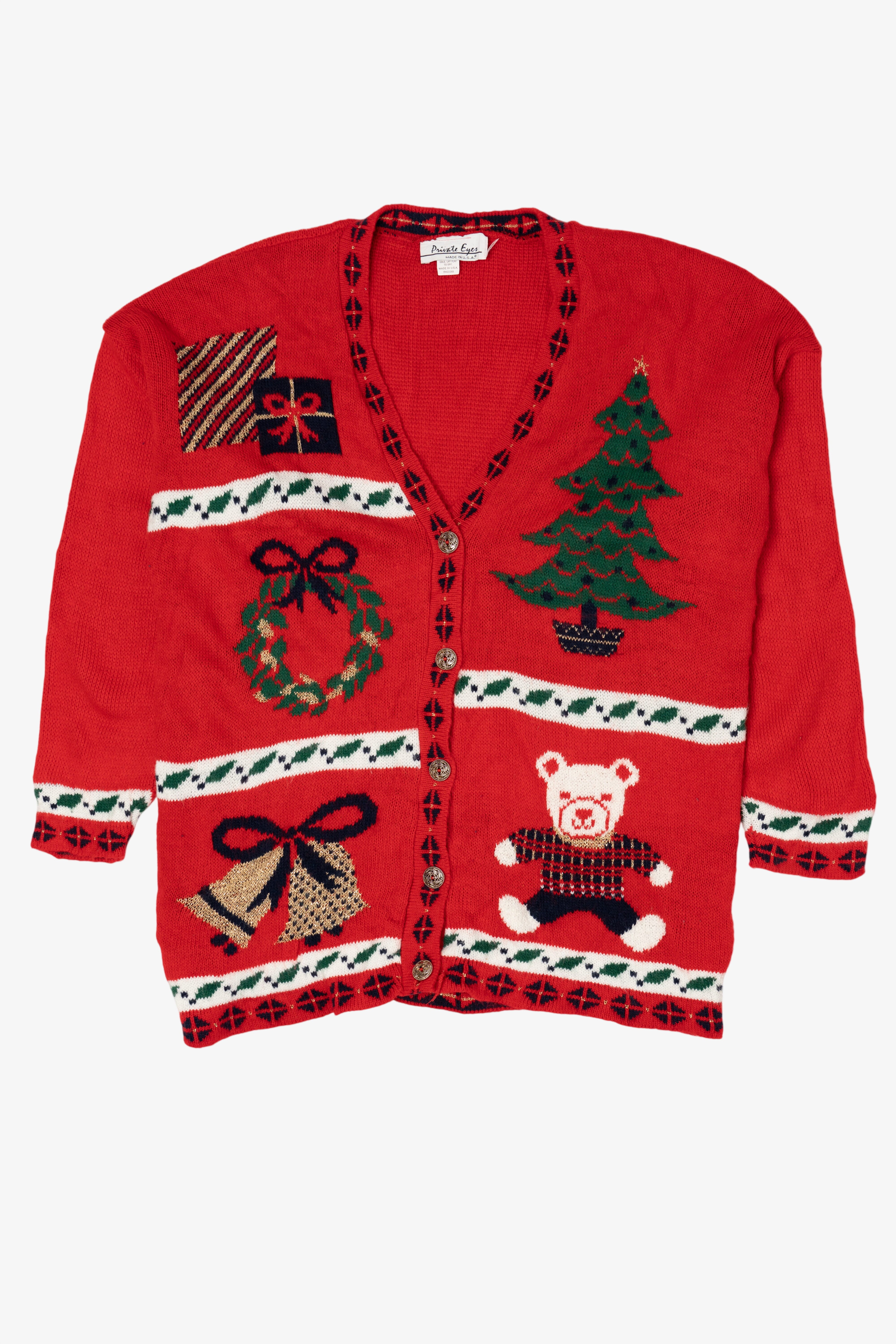 Vintage Red Private Eyes Ugly Christmas Pullover (1990s)