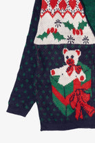 Vintage Navy Blue Cabin Creek Teddy Bears Ugly Christmas Cardigan (1990s)