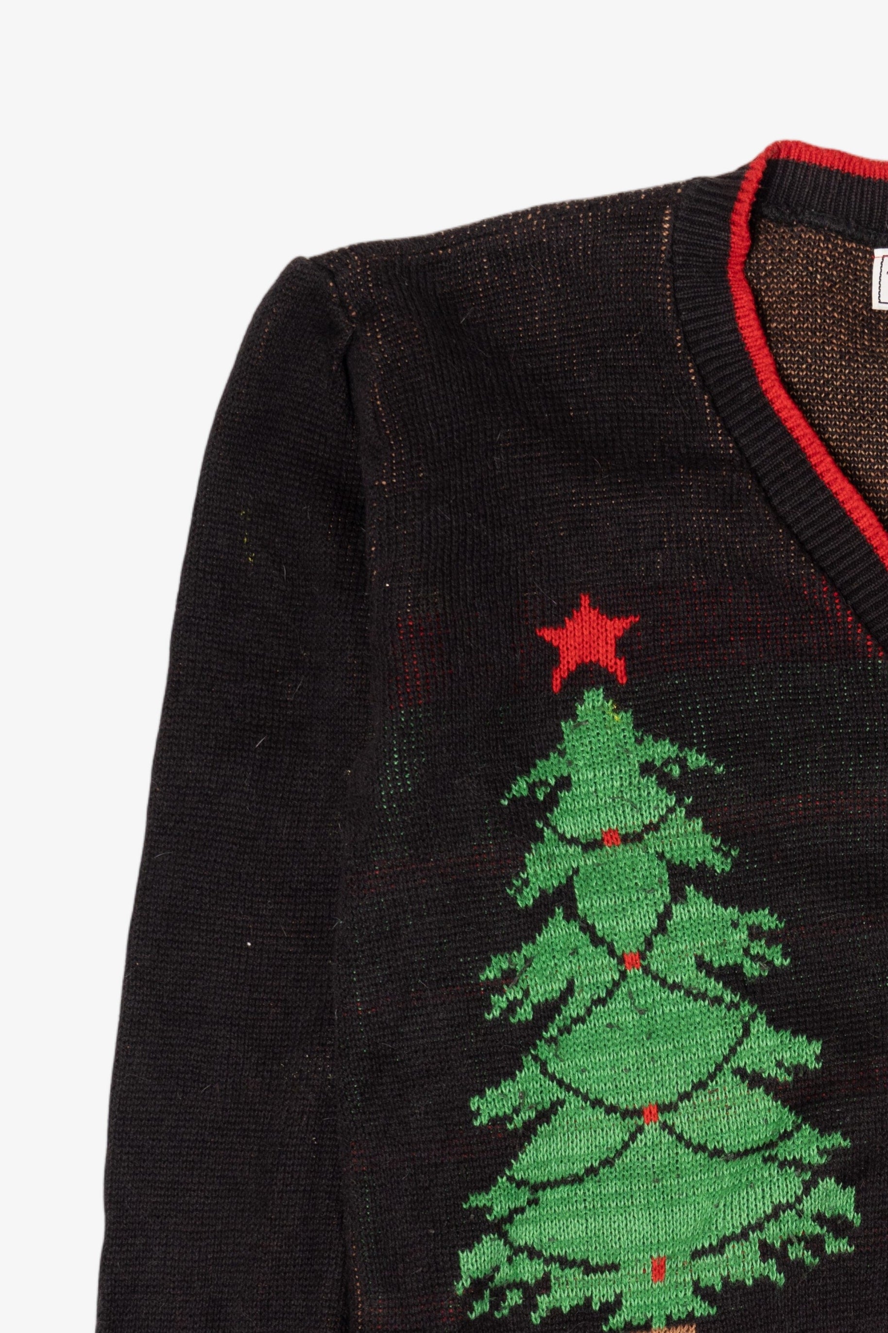 Vintage Black Touchy Subject Teddy Bears Ugly Christmas Cardigan (1980s)