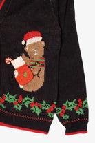 Vintage Black Touchy Subject Teddy Bears Ugly Christmas Cardigan (1980s)