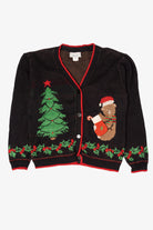 Vintage Black Touchy Subject Teddy Bears Ugly Christmas Cardigan (1980s)