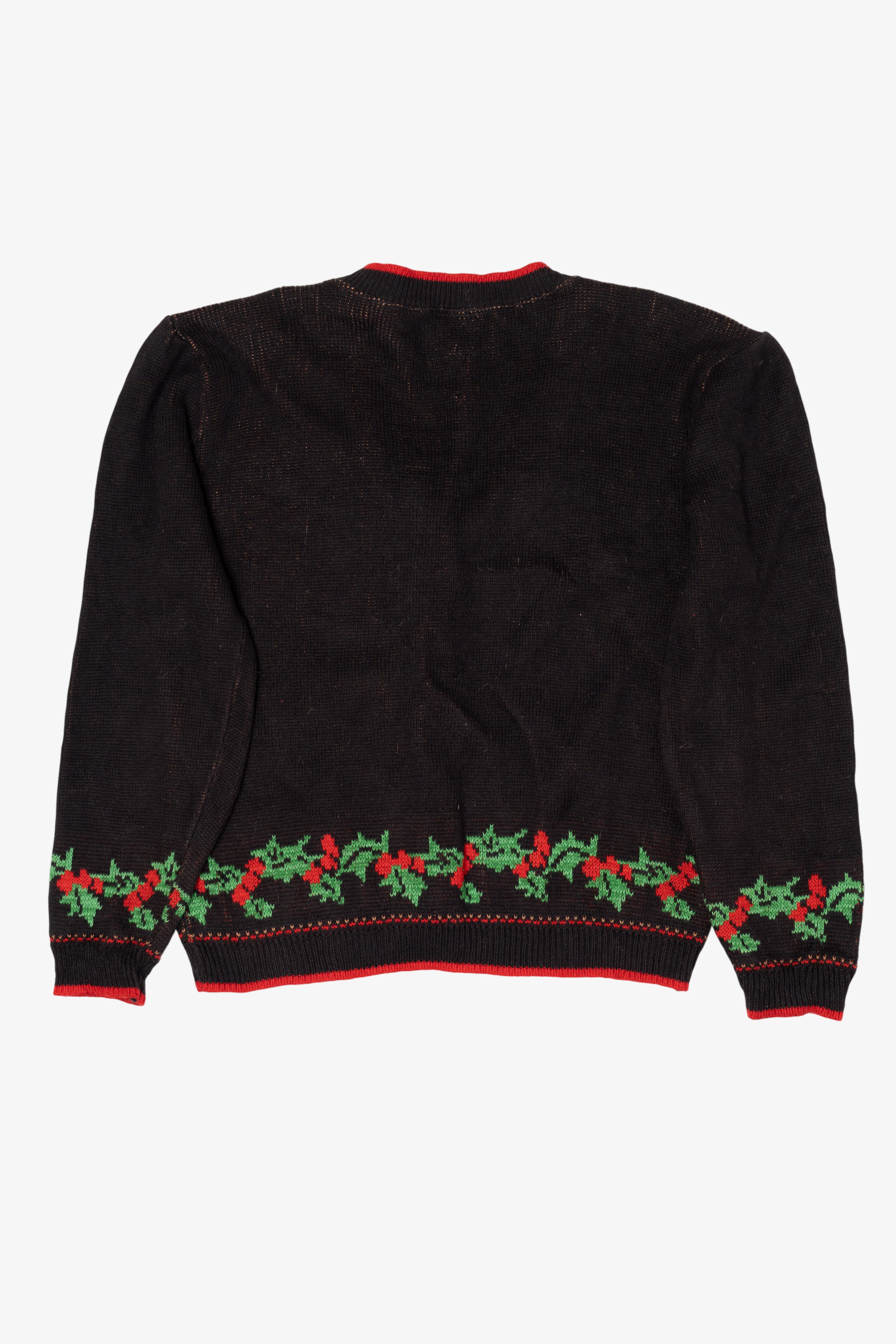 Vintage Black Touchy Subject Teddy Bears Ugly Christmas Cardigan (1980s)