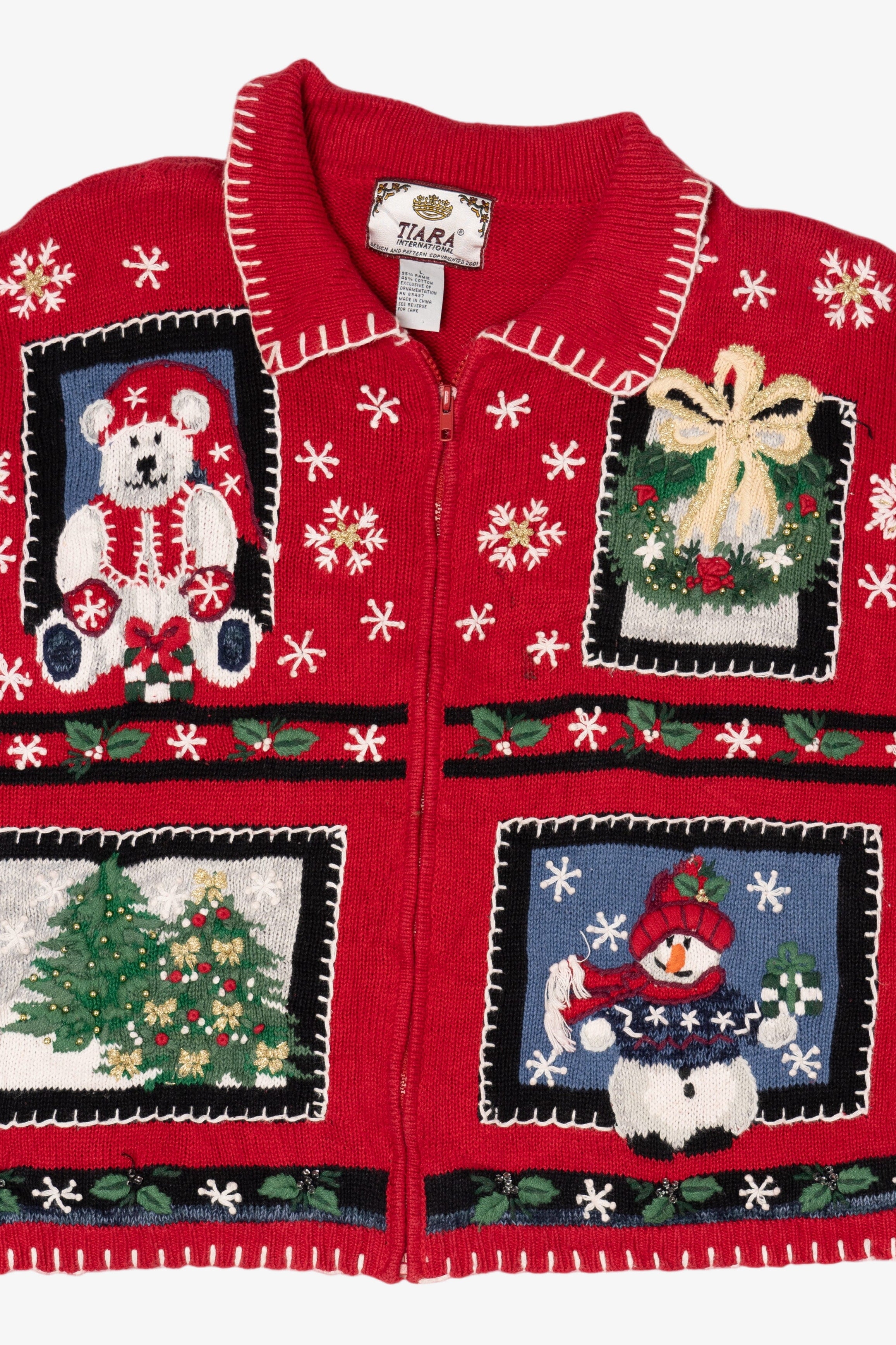 Vintage Red Tiara International Ugly Christmas Cardigan (2000s)