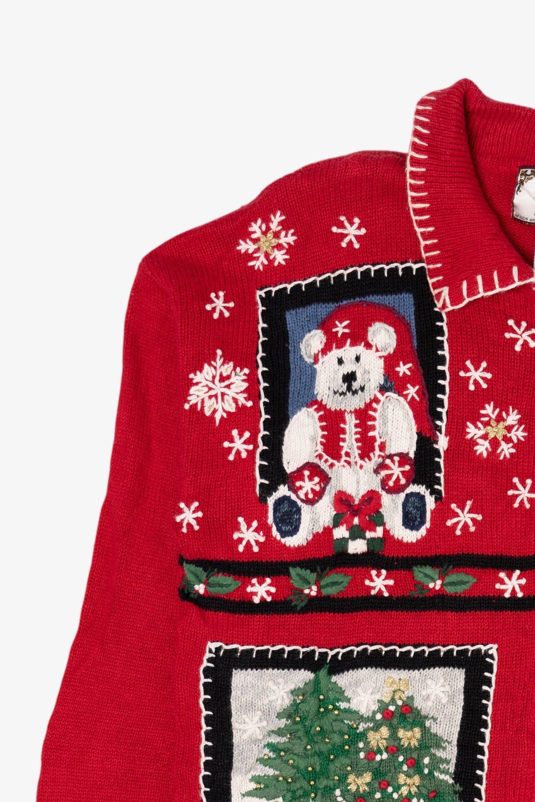 Vintage Red Tiara International Ugly Christmas Cardigan (2000s)