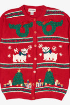 Vintage Red Alfred Dunner Polar Bears Ugly Christmas Cardigan (1990s)