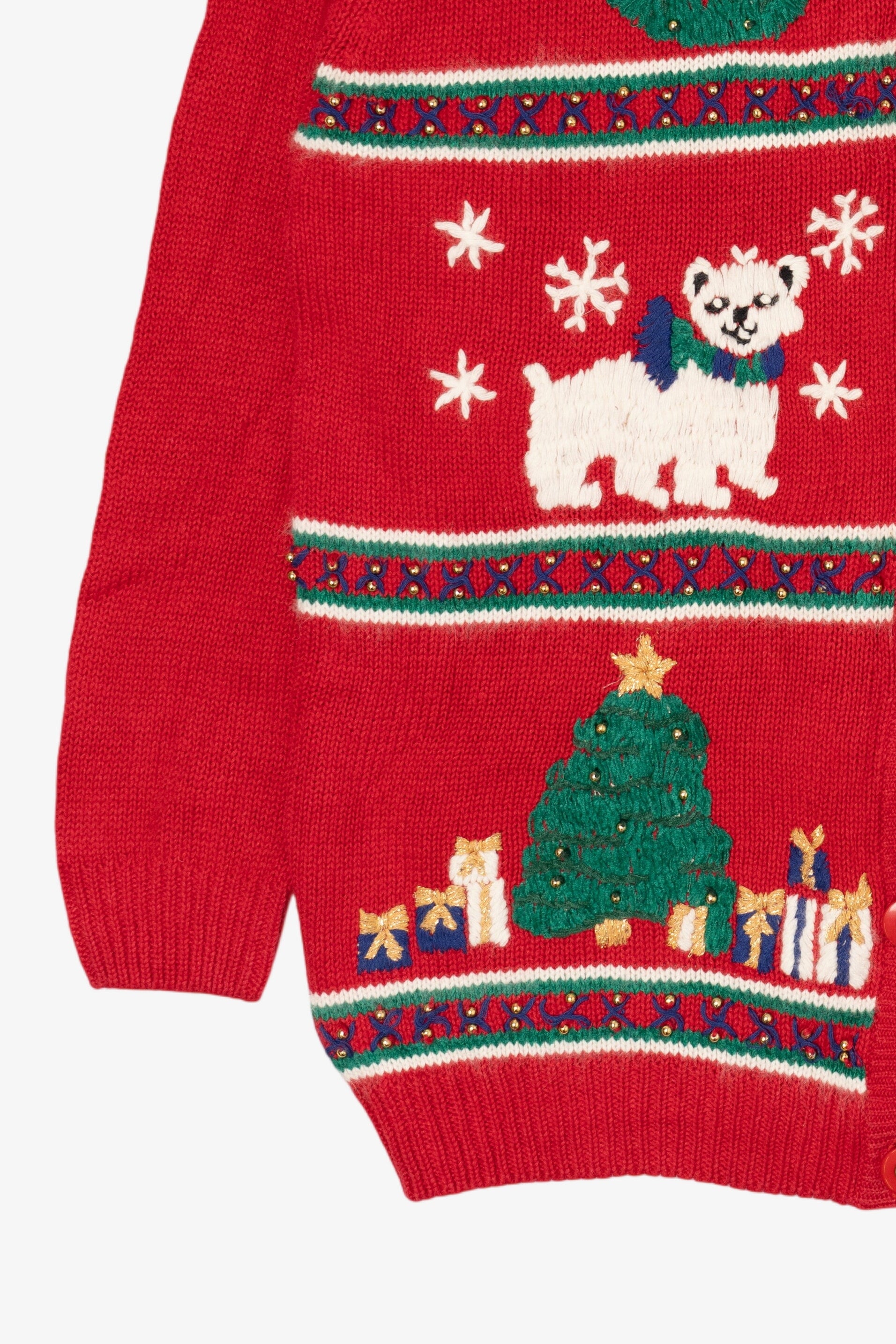 Vintage Red Alfred Dunner Polar Bears Ugly Christmas Cardigan (1990s)
