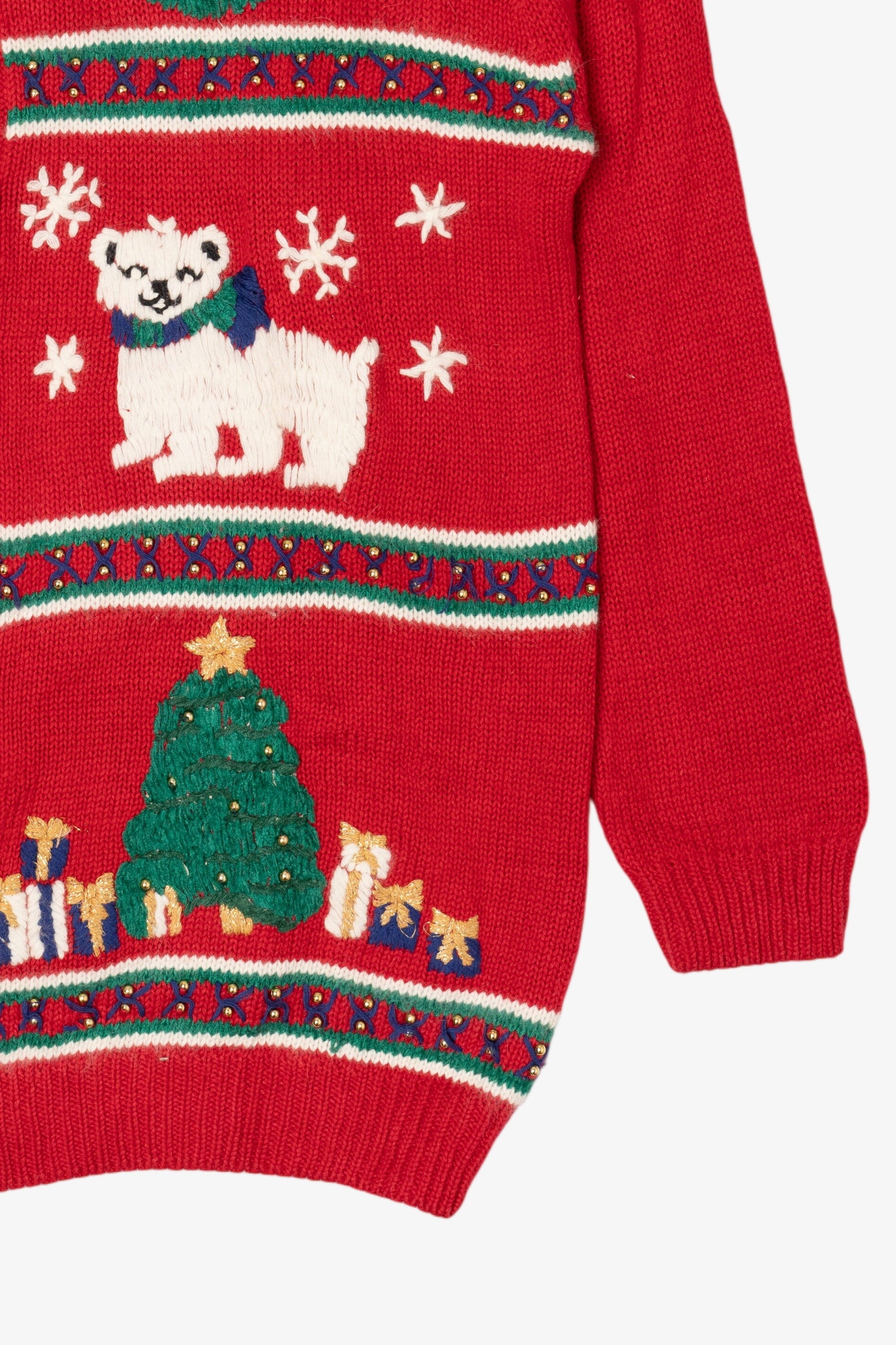 Vintage Red Alfred Dunner Polar Bears Ugly Christmas Cardigan (1990s)