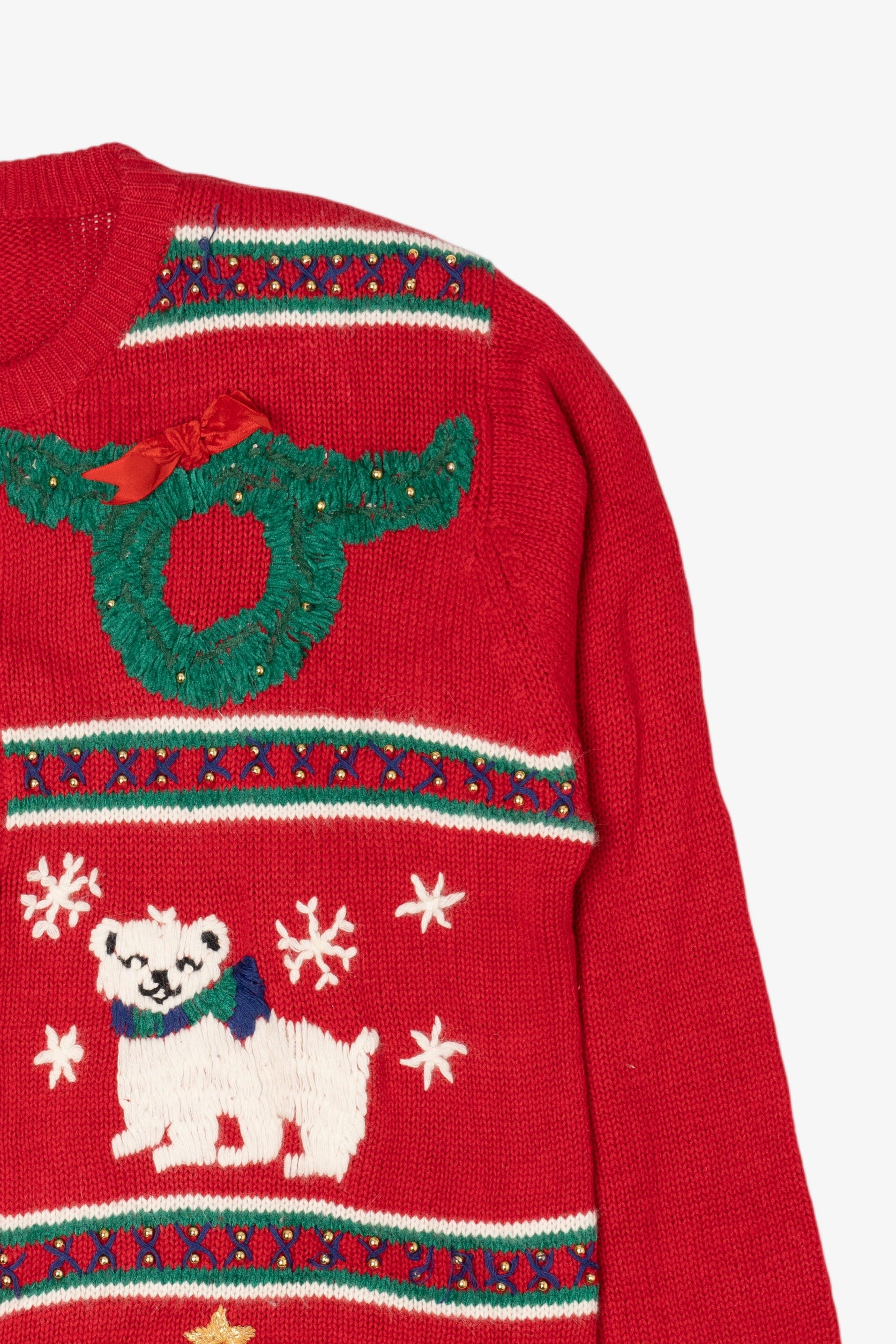 Vintage Red Alfred Dunner Polar Bears Ugly Christmas Cardigan (1990s)