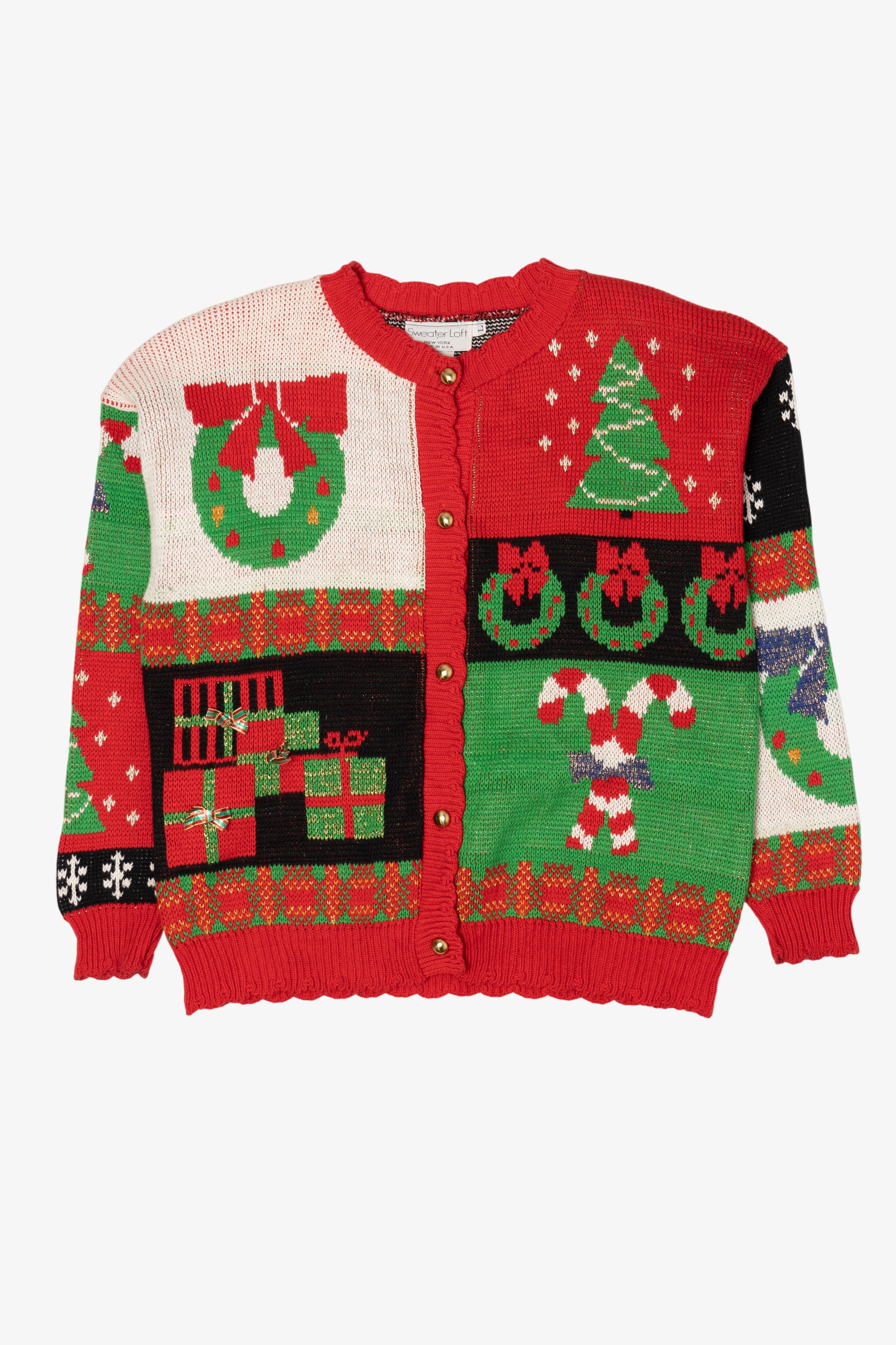 Vintage Red Sweater Loft Ugly Christmas Cardigan (1990s)