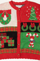 Vintage Red Sweater Loft Ugly Christmas Cardigan (1990s)