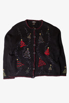 Vintage Beaded Trees Ugly Christmas Cardigan (1990s)