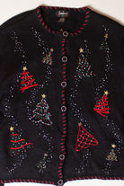 Vintage Beaded Trees Ugly Christmas Cardigan (1990s)