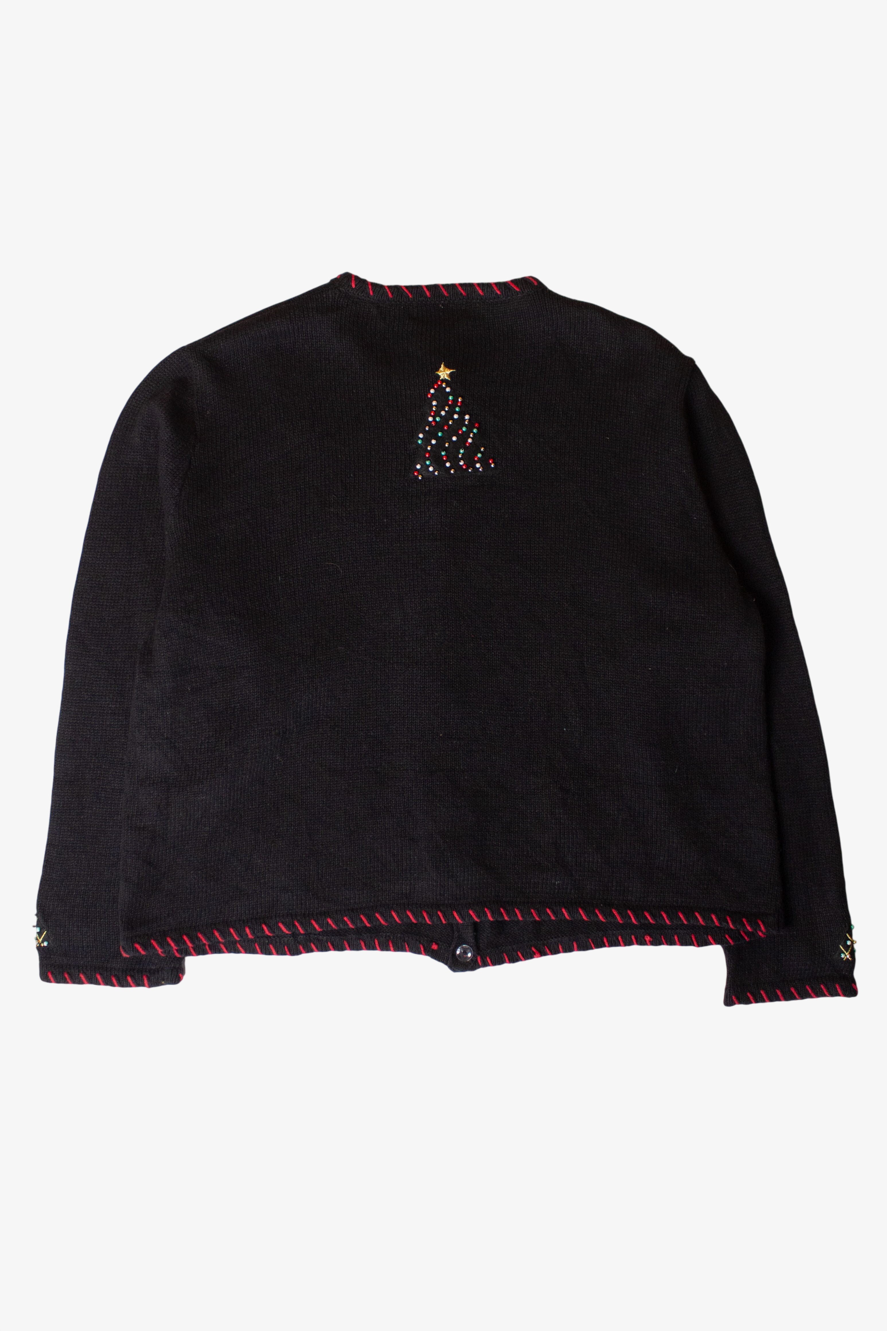 Vintage Beaded Trees Ugly Christmas Cardigan (1990s)