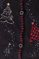 Vintage Beaded Trees Ugly Christmas Cardigan (1990s)