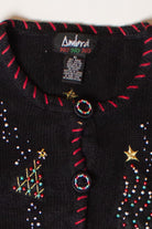 Vintage Beaded Trees Ugly Christmas Cardigan (1990s)