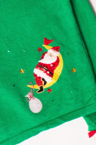 Vintage Green Santas Ugly Christmas Cardigan (1990s)