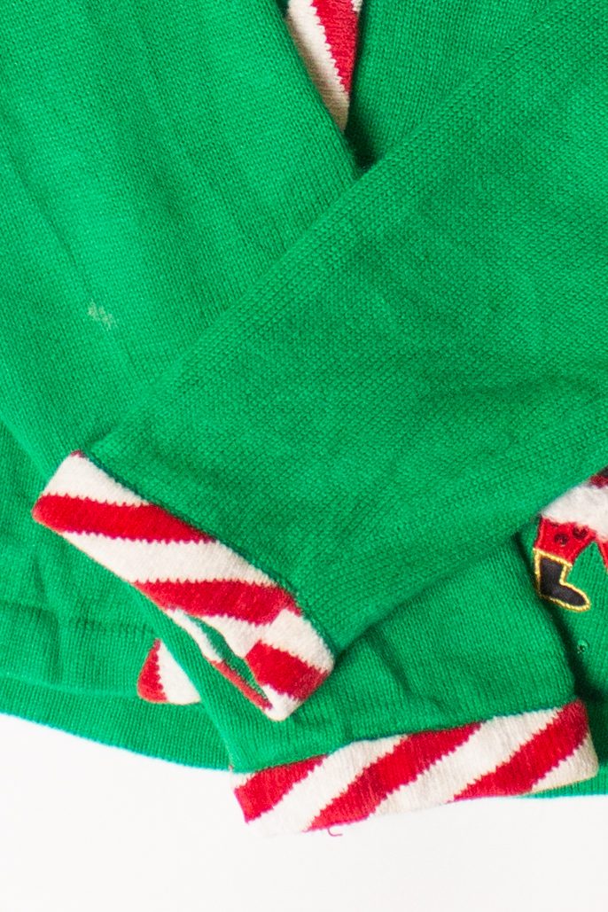 Vintage Green Santas Ugly Christmas Cardigan (1990s)