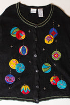 Vintage Black Ornaments Ugly Christmas Cardigan (1990s)