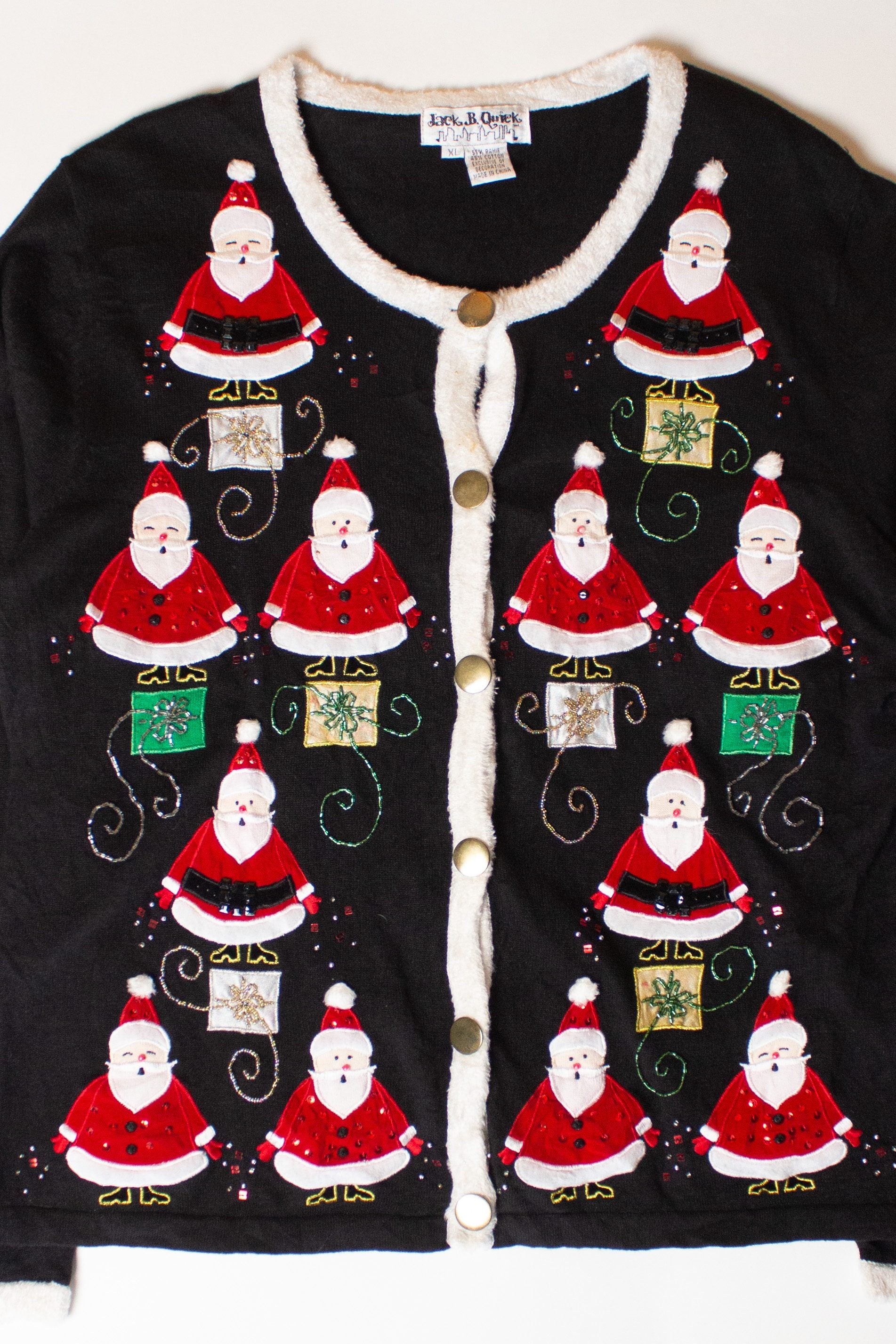 Vintage Santa Pyramids Ugly Christmas Cardigan (1990s)