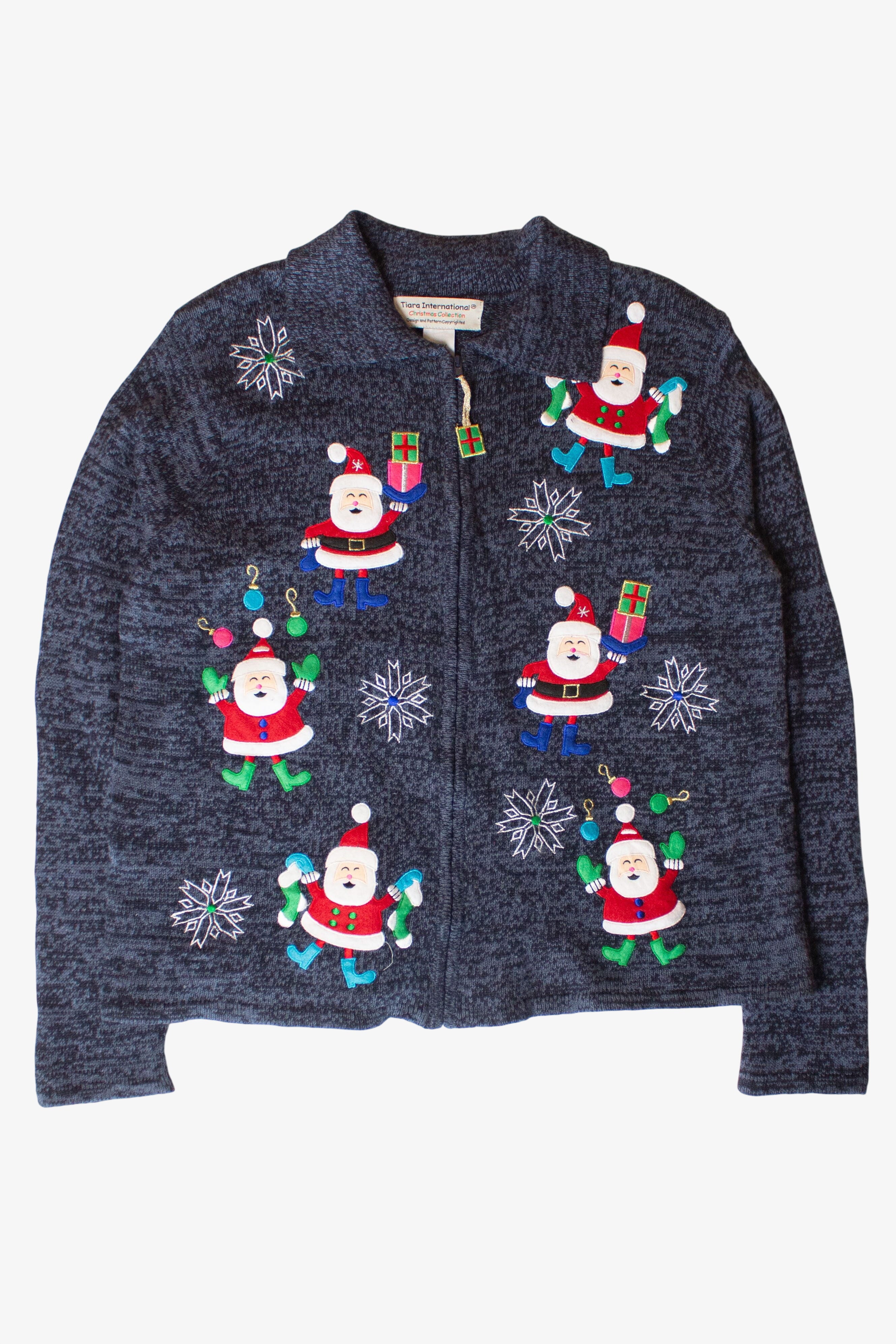 Vintage Navy Blue Santas Christmas Cardigan (1990s)