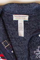 Vintage Navy Blue Santas Christmas Cardigan (1990s)