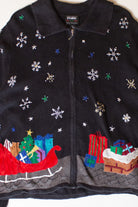 Vintage Snowflakes Sleigh Ugly Christmas Cardigan (1990s)