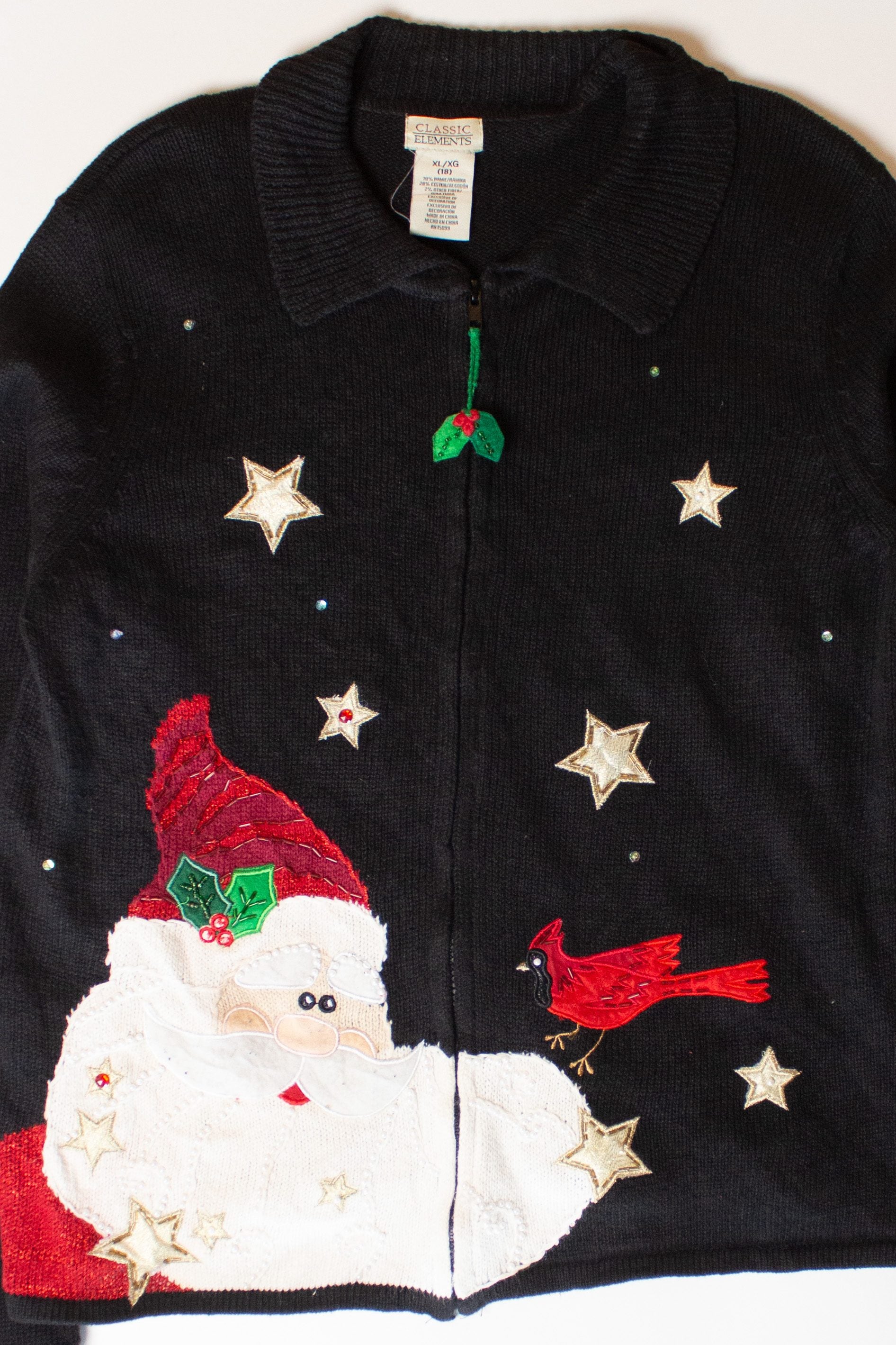 Vintage Santa Cardinal Christmas Cardigan (1990s)