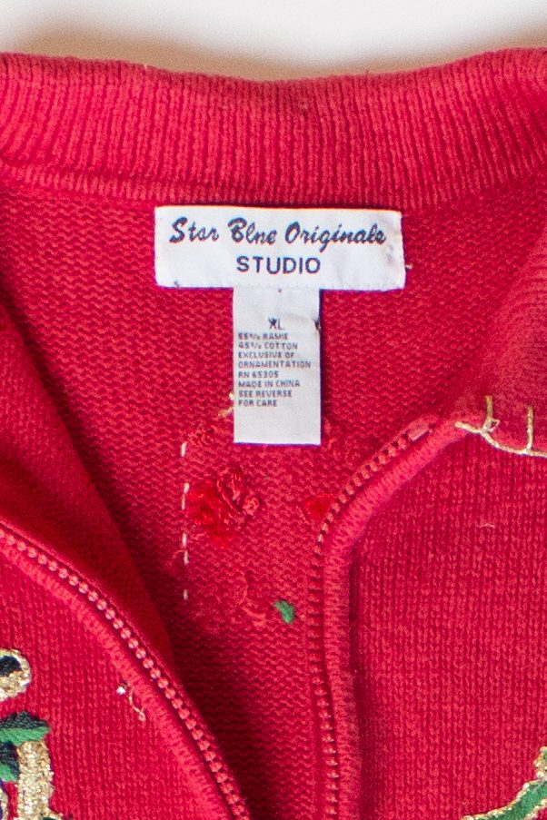 Vintage Red Gift Stacks Christmas Cardigan (1990s)