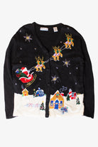 Vintage Santa's Sleigh Village Christmas Cardigan (1990s)