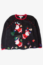 Vintage Peeking Santas Christmas Cardigan (2000s)